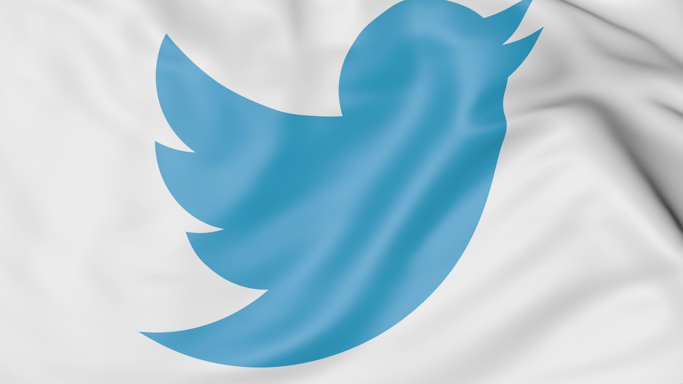 close-up of waving flag with twitter, inc. logo, editorial 3d rendering