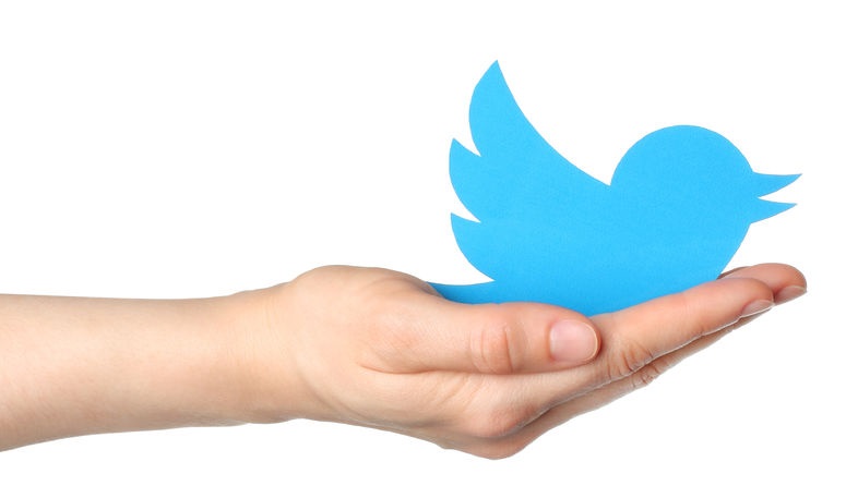 Hand holding the Twitter logo