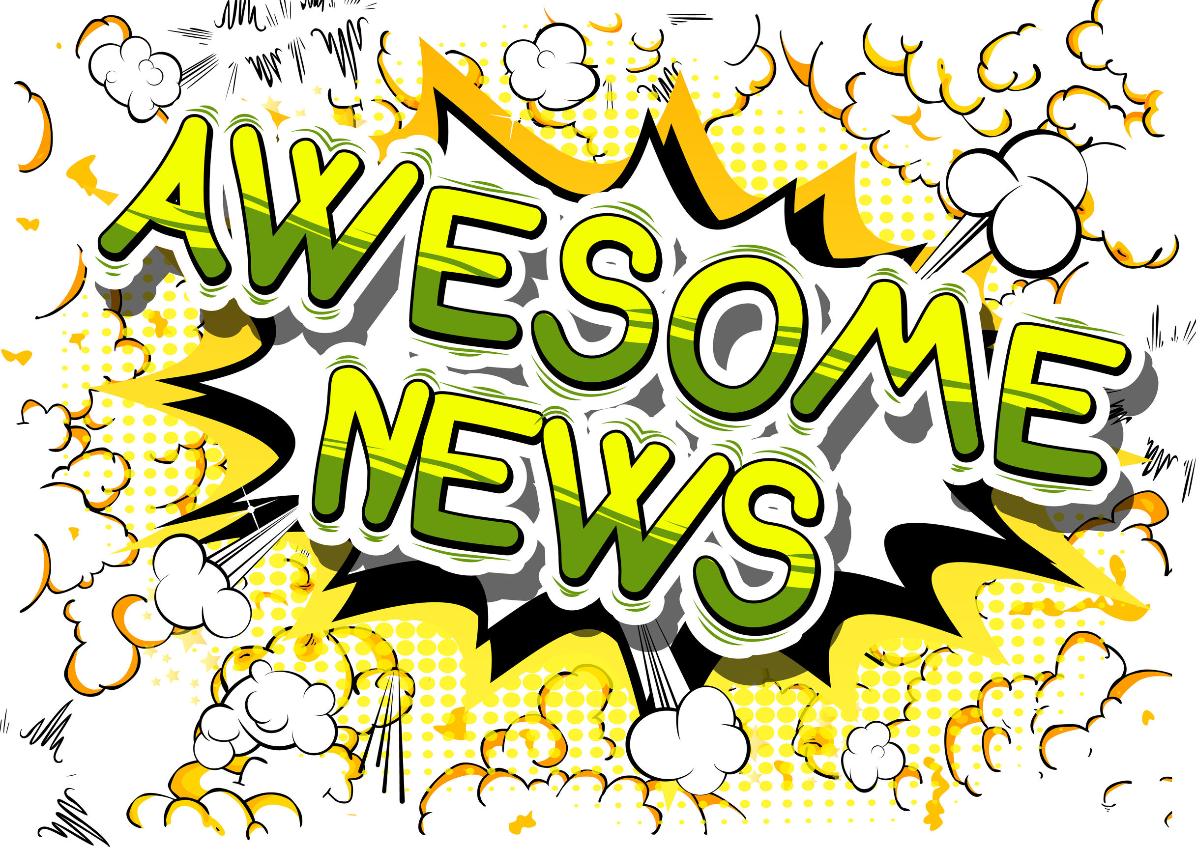 Awesome News - Comic book style phrase on abstract background.