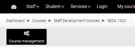 Screenshot of course management button