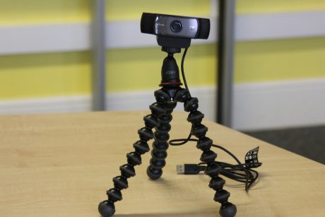 Webcam on top of mini tripod