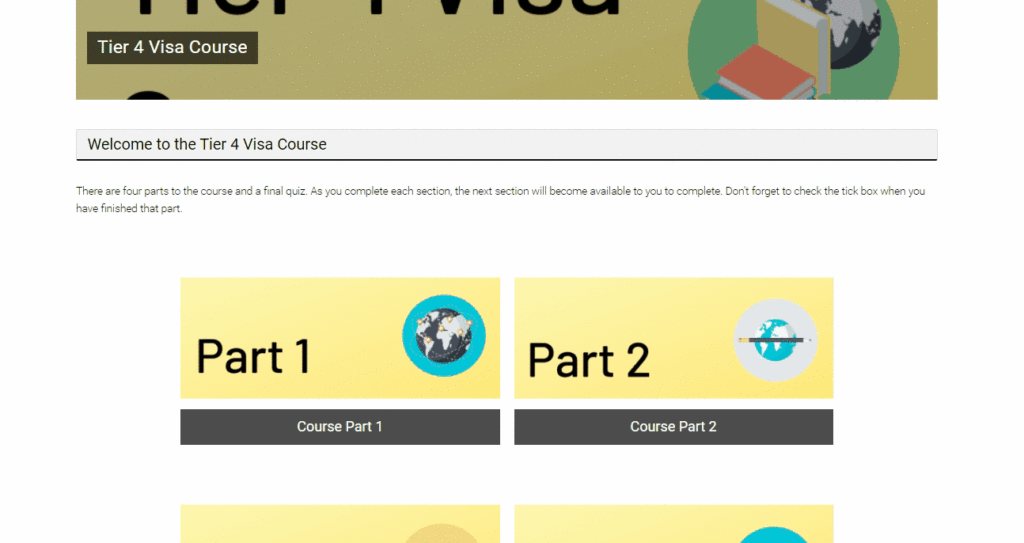 Example of grid format in Moodle