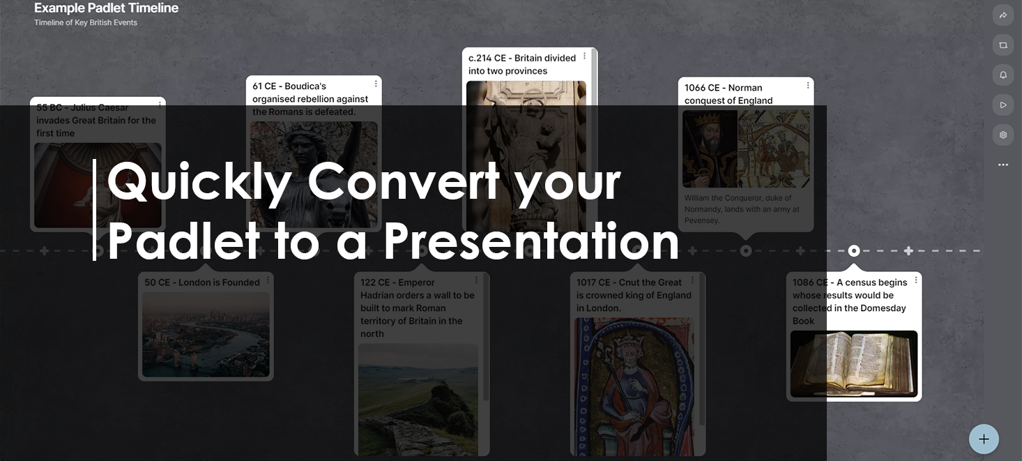 Featured Image for Post: Padlet example with title "Quickly convert your padlet as a presentation"